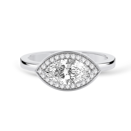 Marquise Cut Halo Ring - Platinum - Bodega