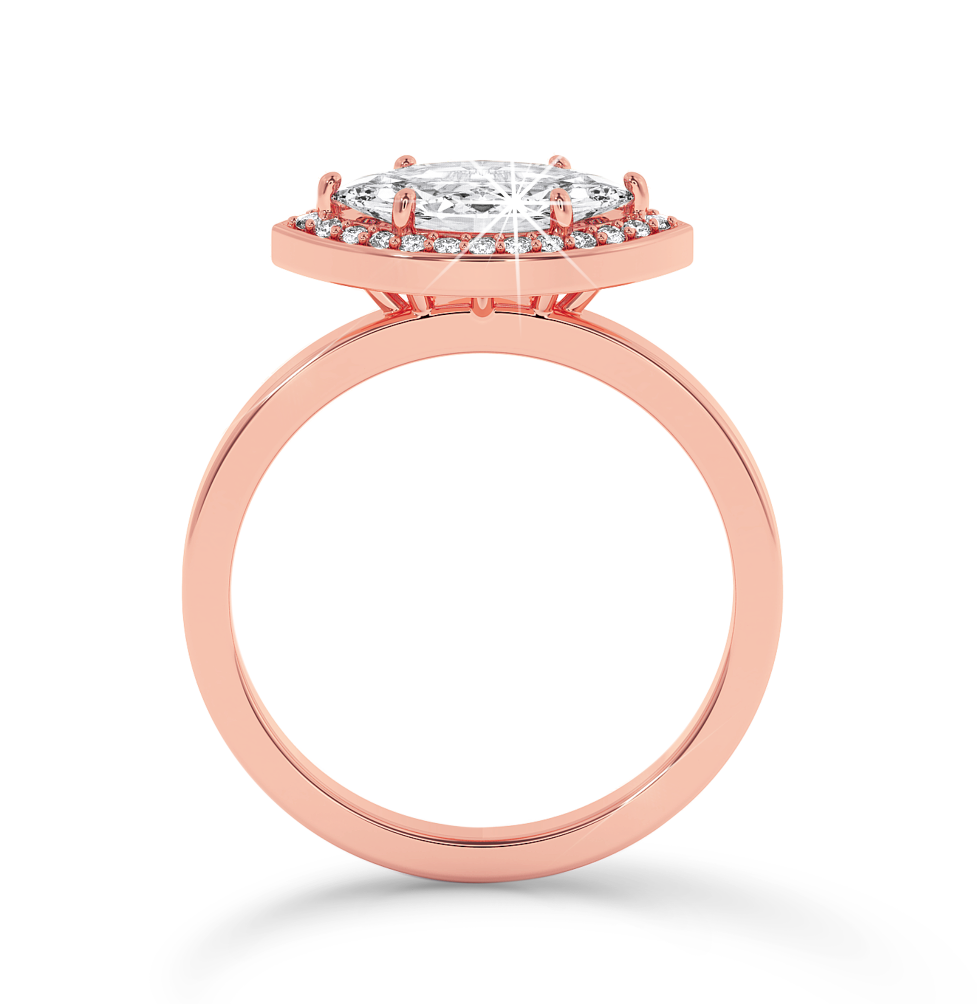 Marquise Cut Halo Ring - Rose Gold - Bodega