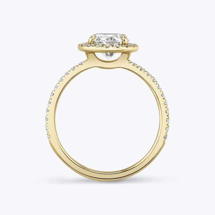 Halo Round Brilliant Ring with pave - Yellow Gold - Bodega