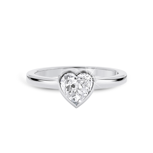 Bezel Set heart Cut Diamond Ring - Platinum - Bodega