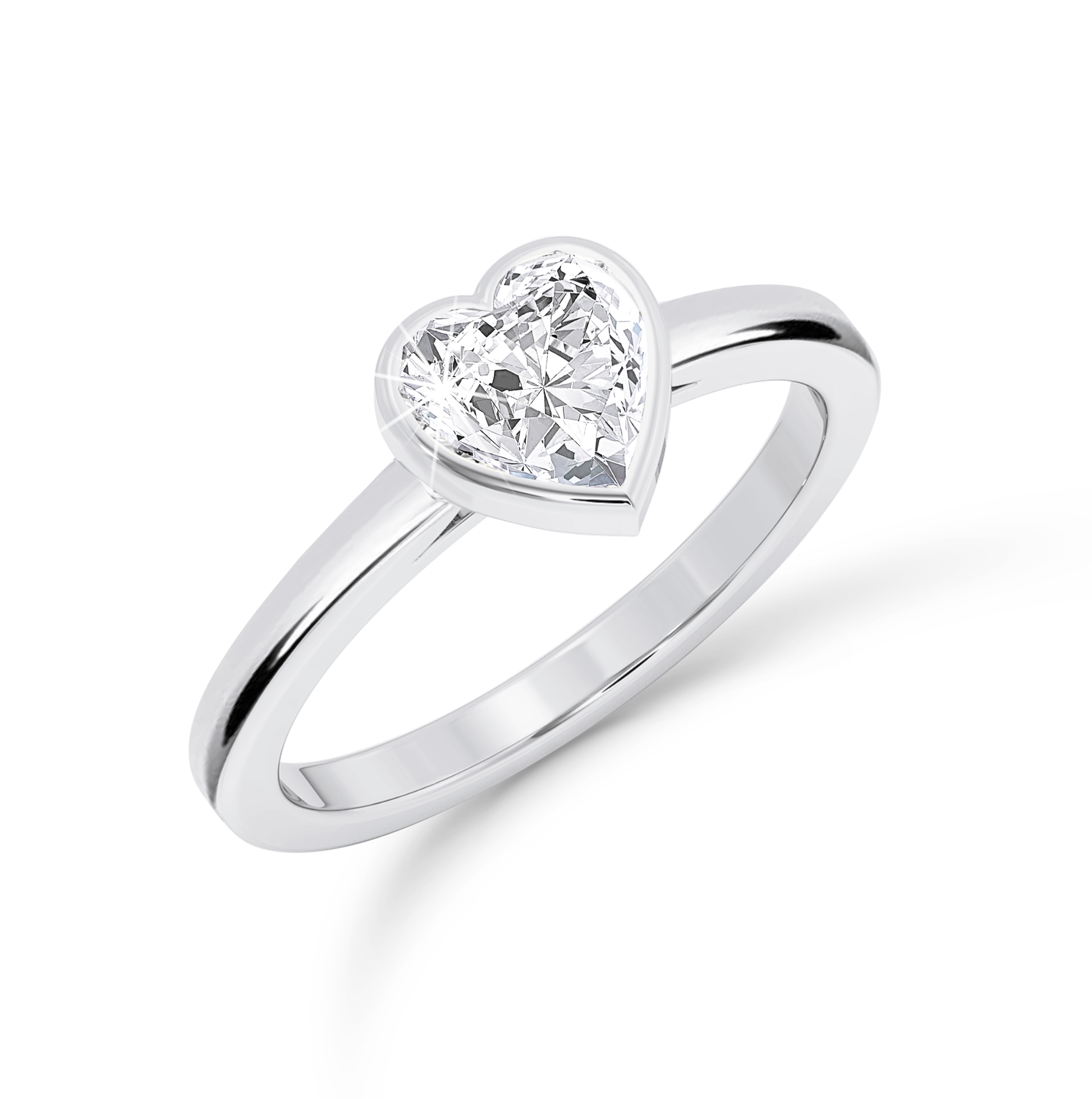 Bezel Set heart Cut Diamond Ring - Platinum - Bodega