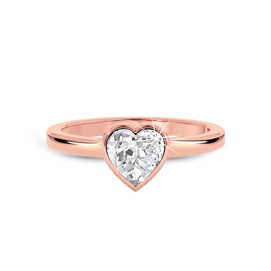 Bezel Set heart Cut Diamond Ring - Rose Gold - Bodega