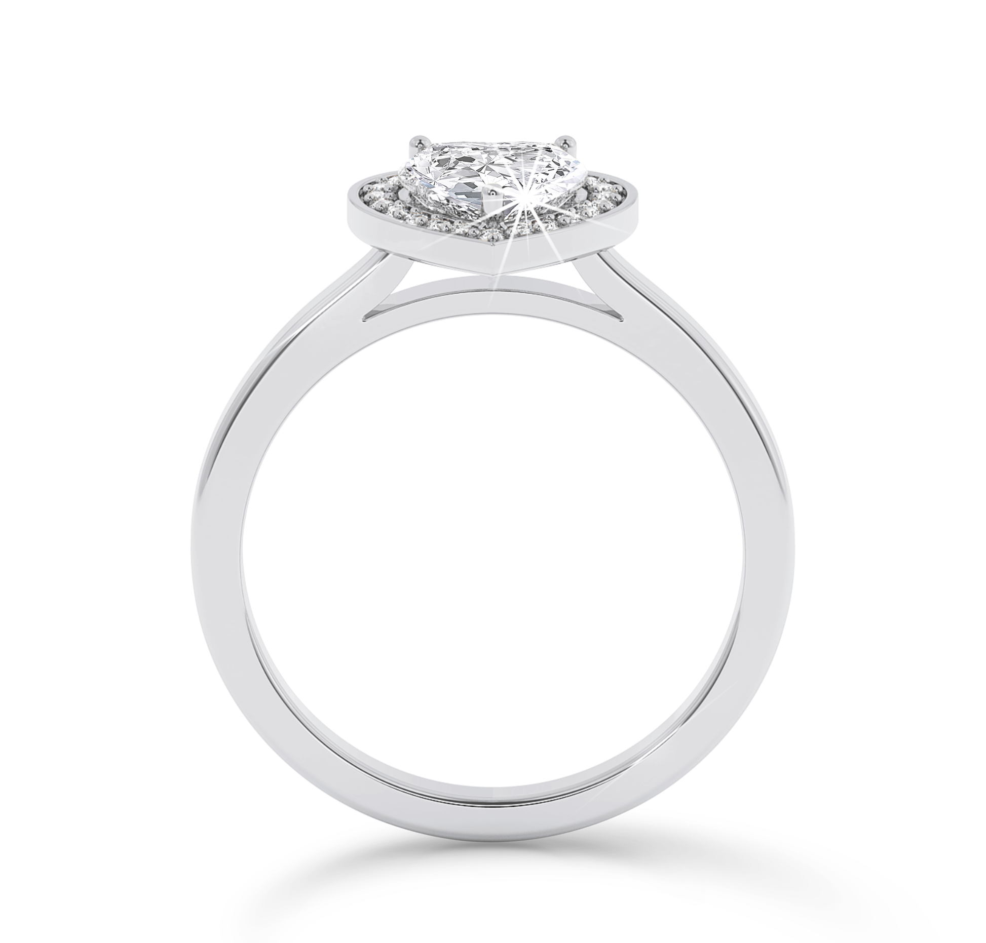 Heart Cut Diamond Ring with Halo - Platinum - Bodega