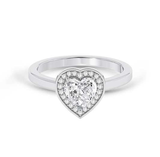 Heart Cut Diamond Ring with Halo - Platinum - Bodega