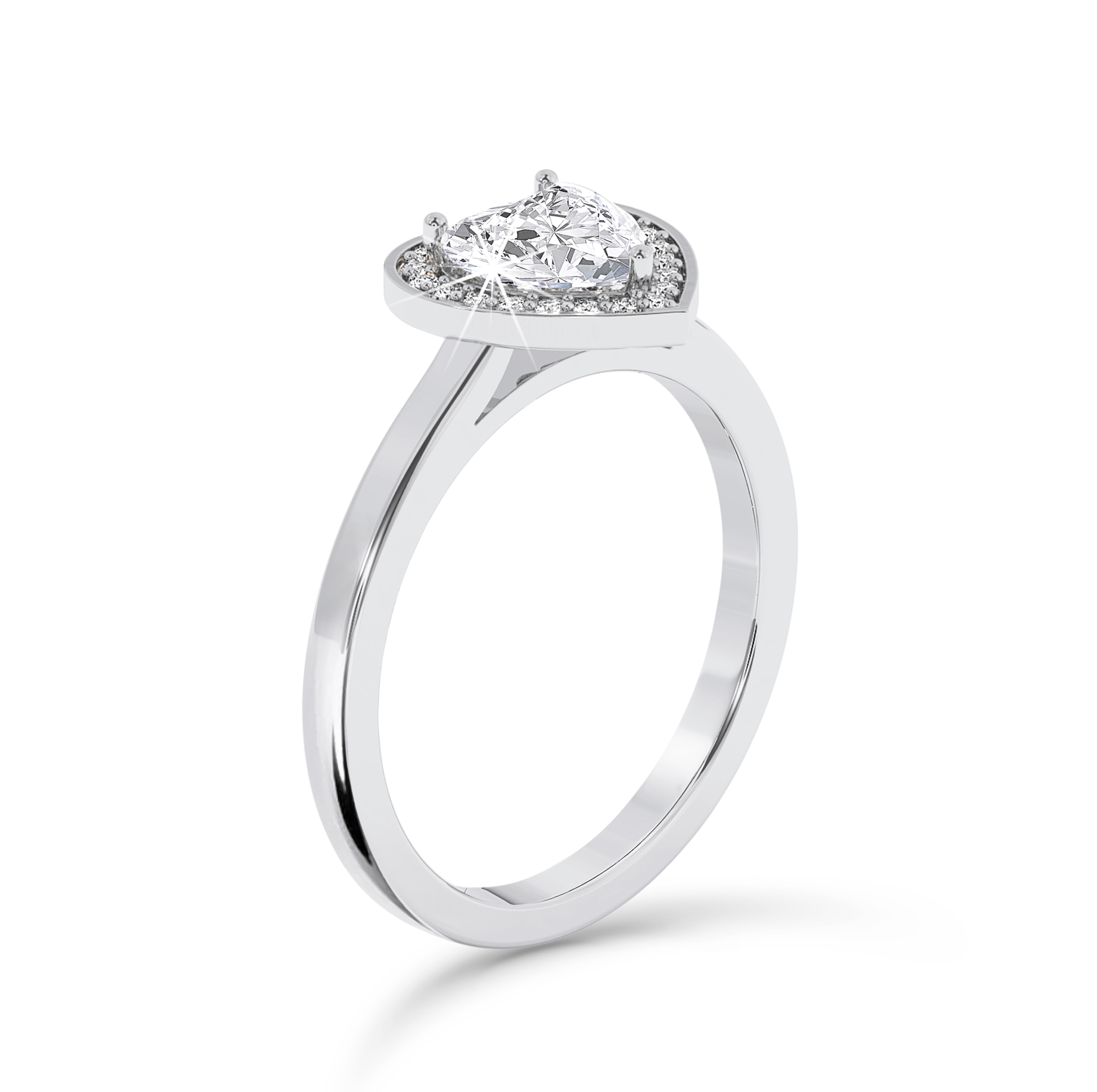Heart Cut Diamond Ring with Halo - Platinum - Bodega