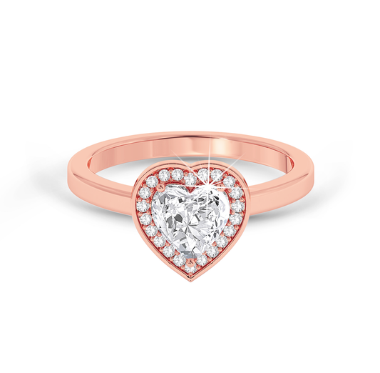 Heart Cut Diamond Ring with Halo - Rose Gold - Bodega