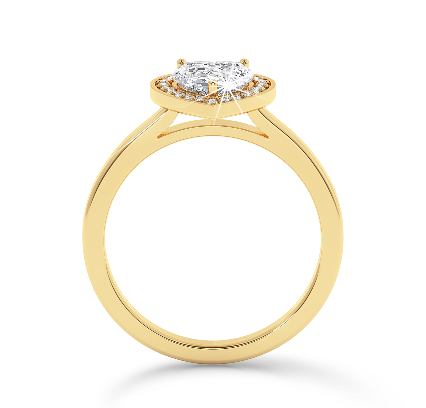 Heart Cut Diamond Ring with Halo - Yellow Gold - Bodega