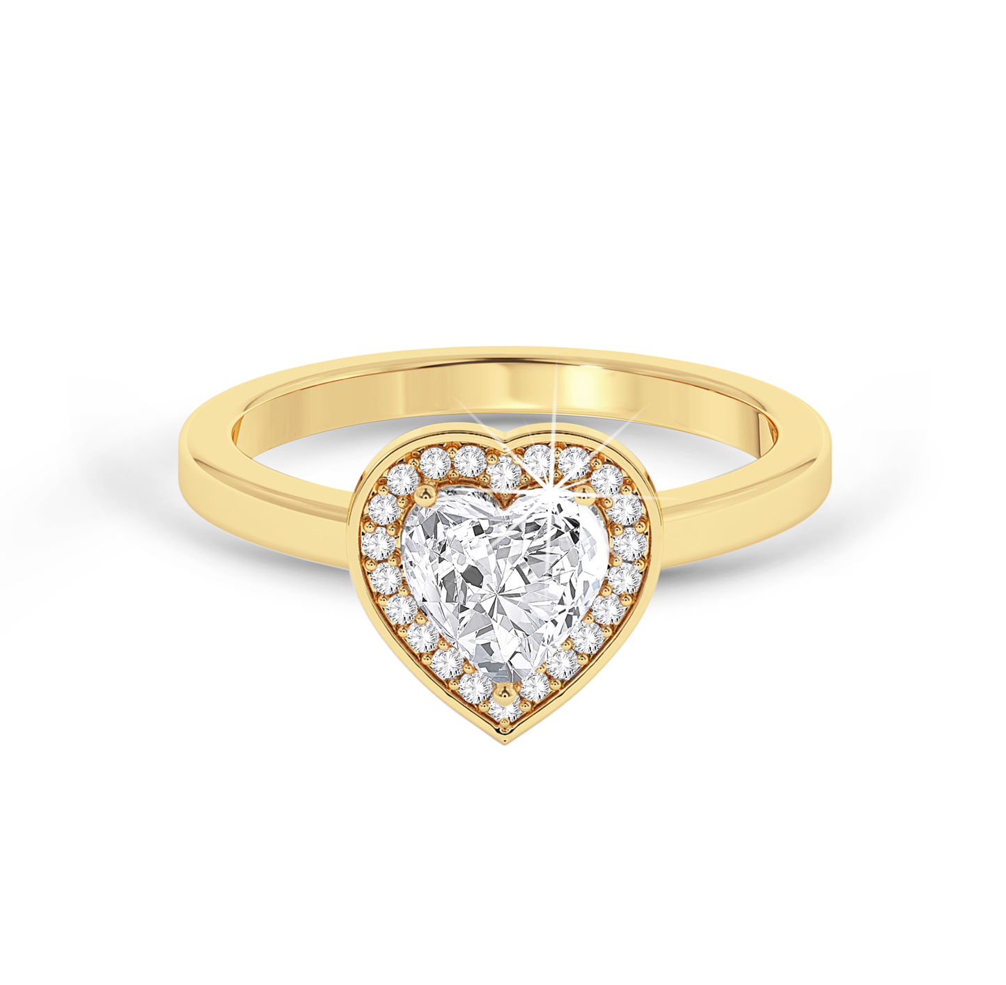 Heart Cut Diamond Ring with Halo - Yellow Gold - Bodega