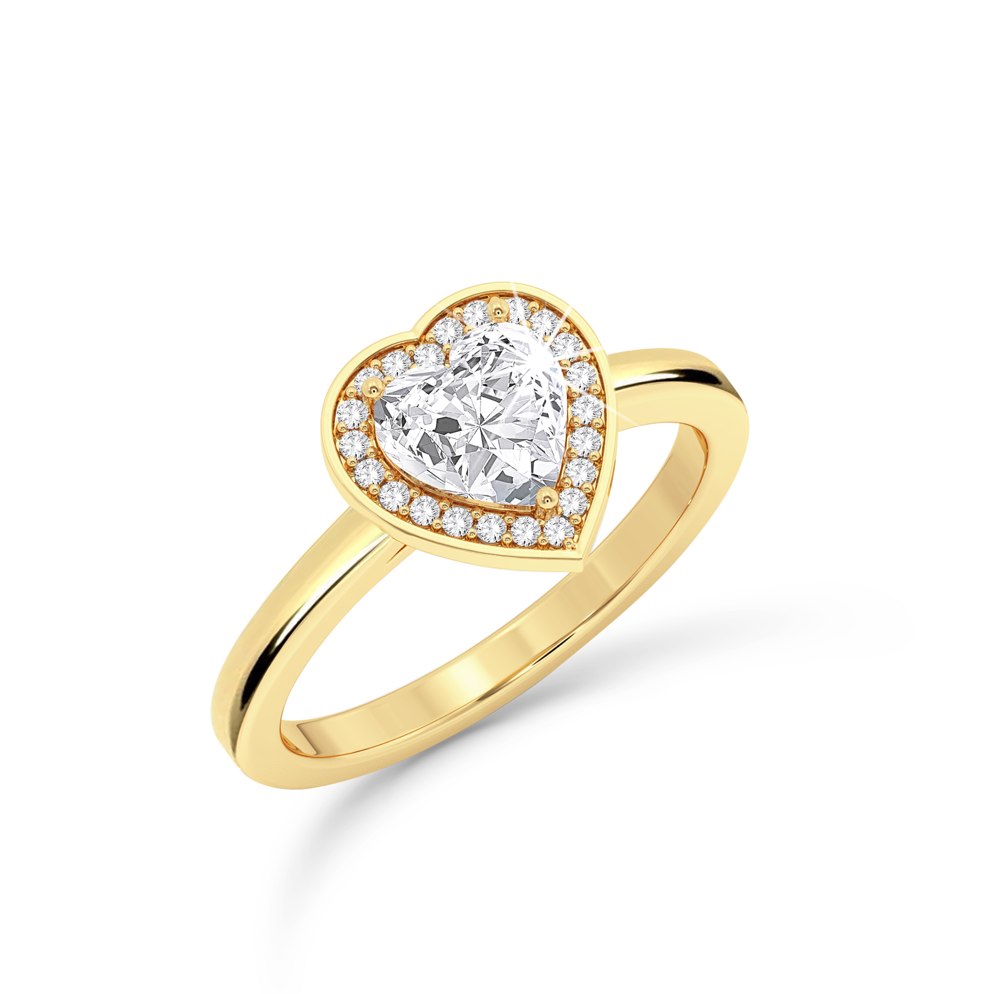 Heart Cut Diamond Ring with Halo - Yellow Gold - Bodega