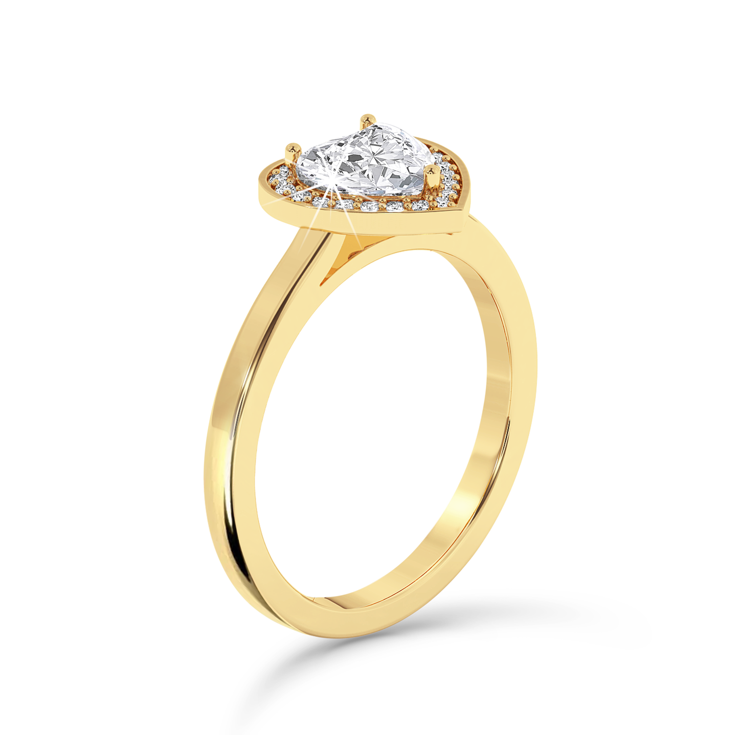 Heart Cut Diamond Ring with Halo - Yellow Gold - Bodega