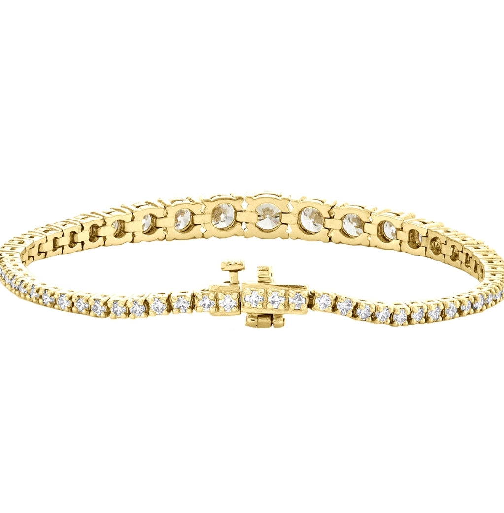 Graduated Yellow Gold Diamond Tennis Bracelet - Bodega