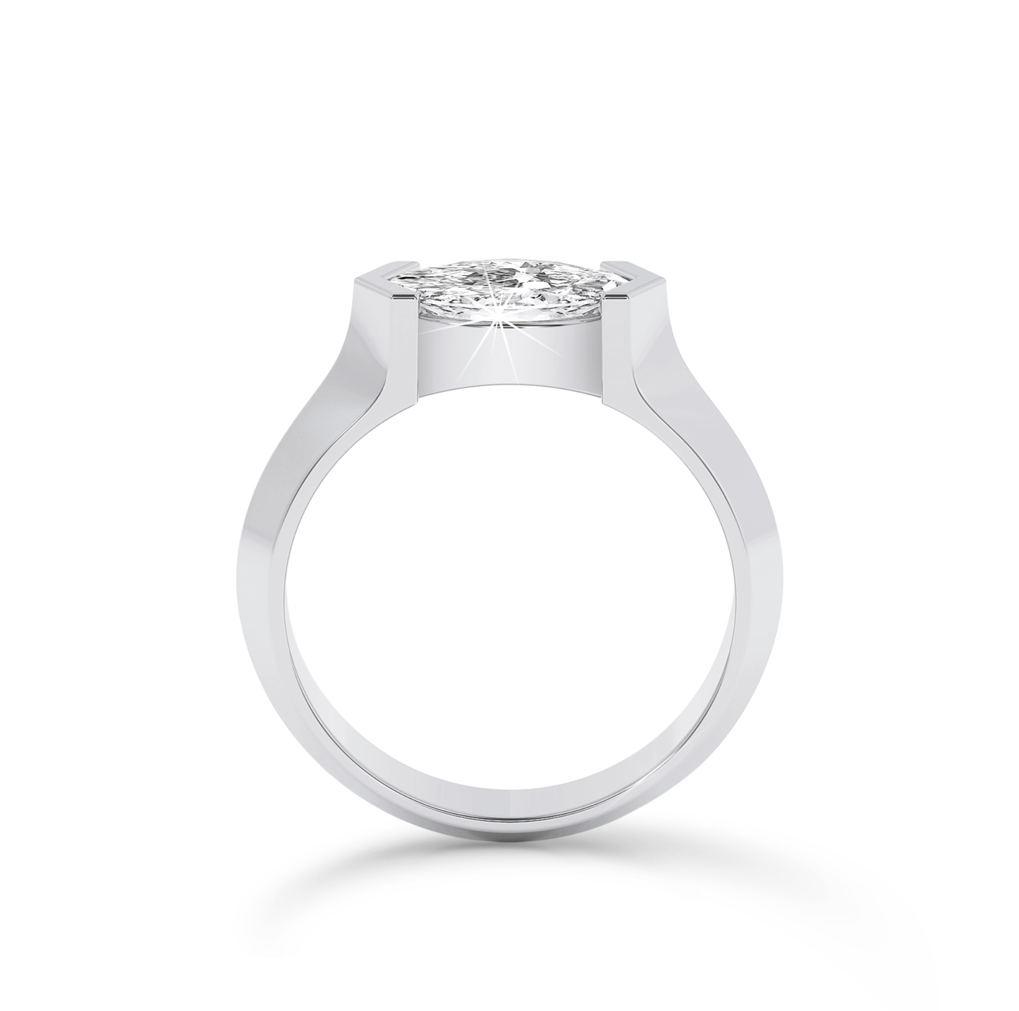 Marquise Diamond Ring with knife edge band- Platinum - Bodega