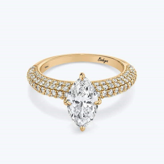 Pave Marquise Ring - Yellow Gold - Bodega