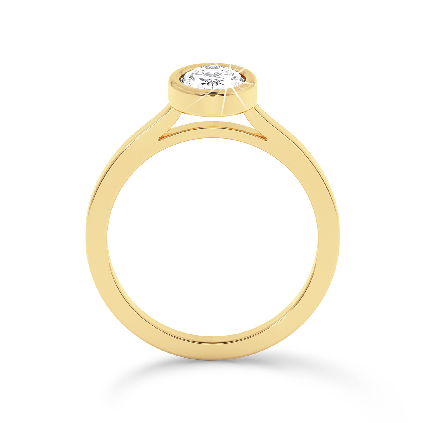 Bezel Set Oval Diamond Ring - Yellow Gold - Bodega