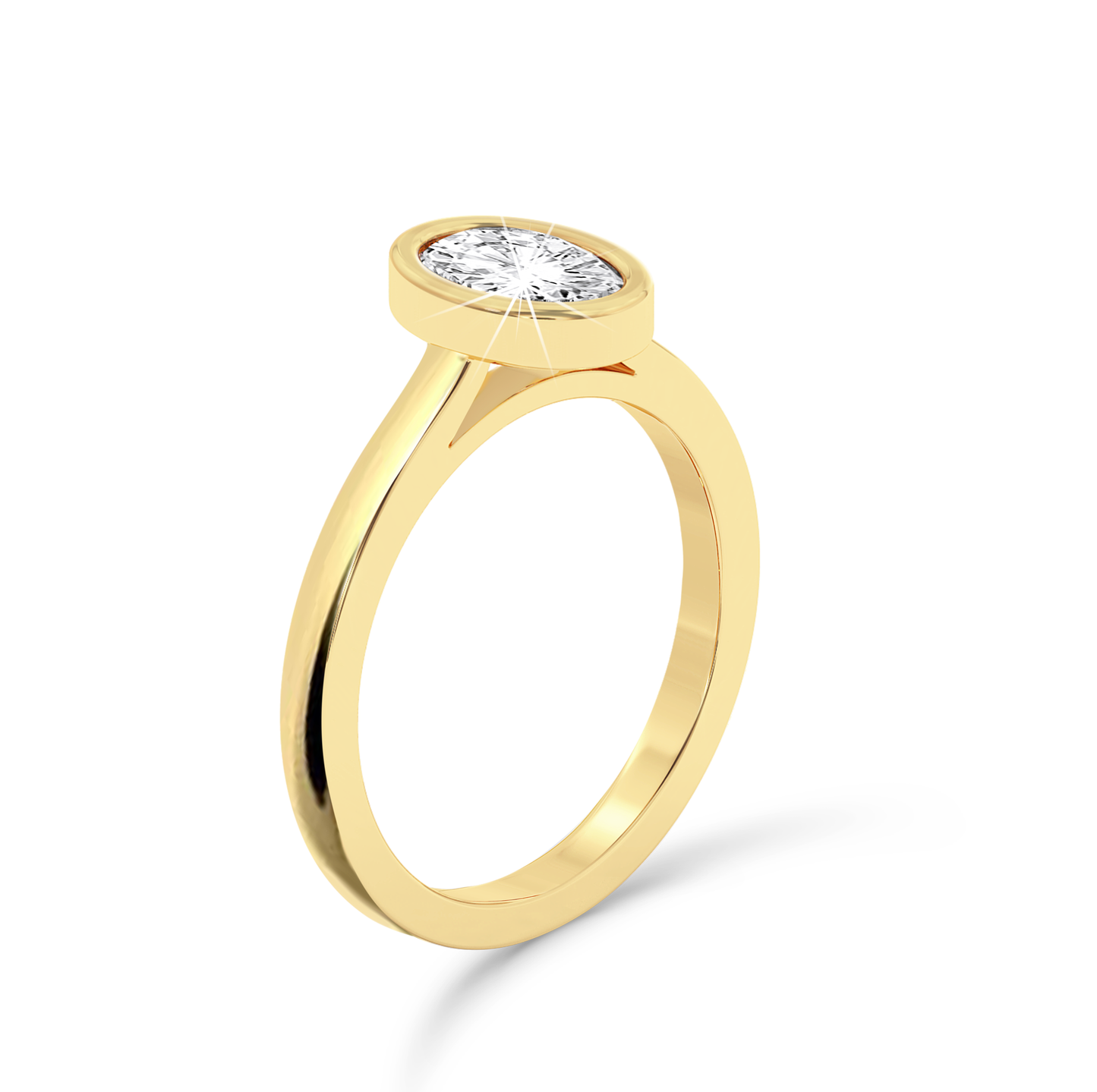 Bezel Set Oval Diamond Ring - Yellow Gold - Bodega