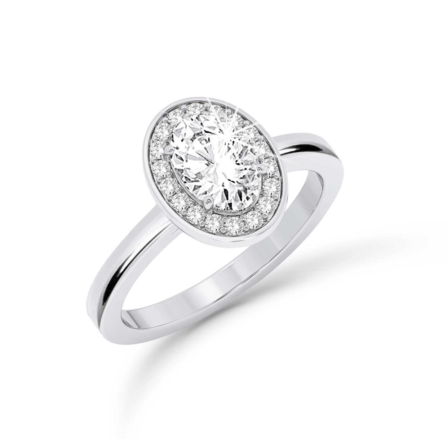 Oval Diamond Ring with halo - Platinum - Bodega