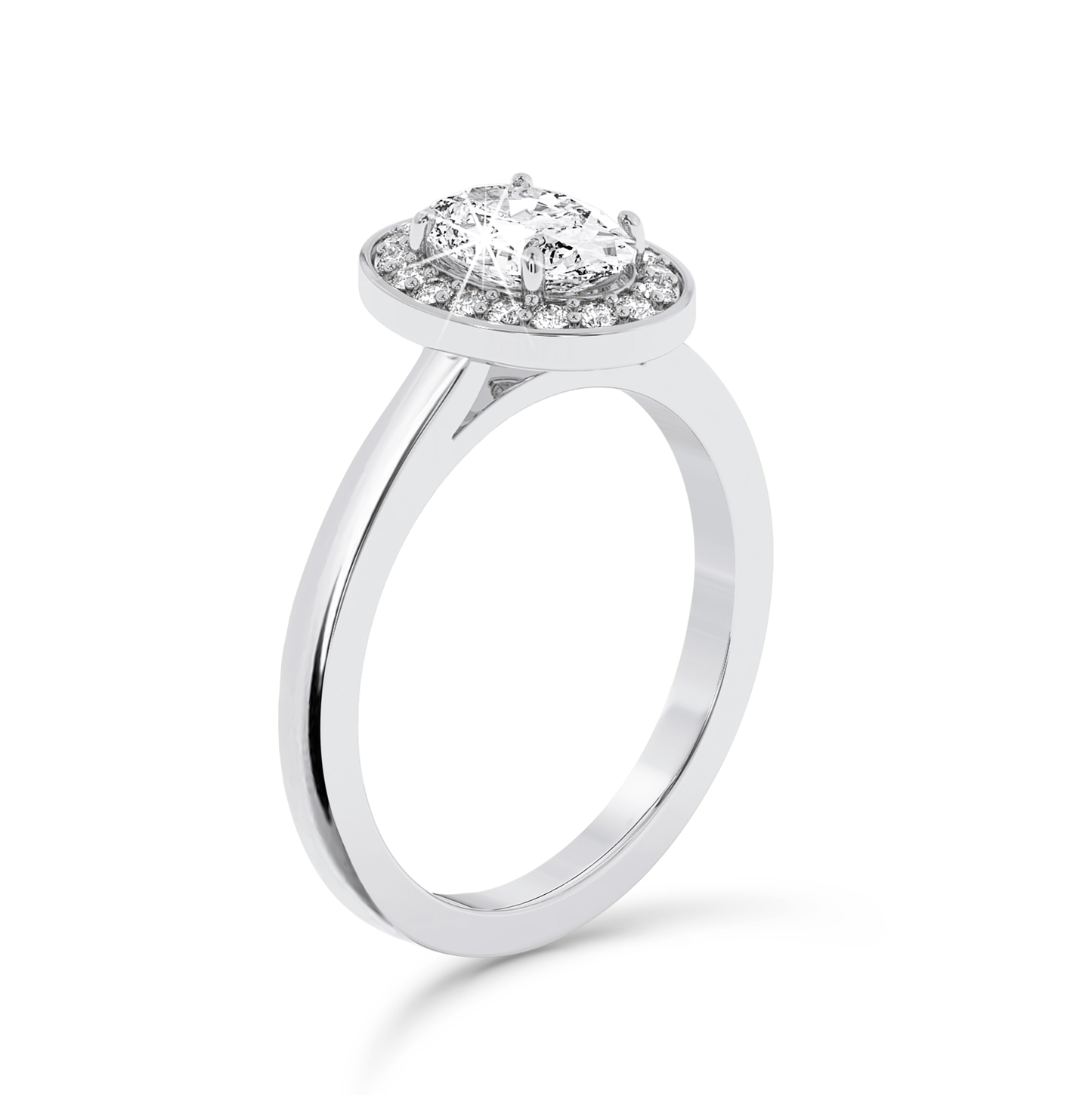 Oval Diamond Ring with halo - Platinum - Bodega