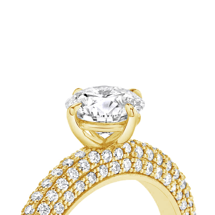 Marquise Solitaire with Pave Band - Yellow Gold - Bodega