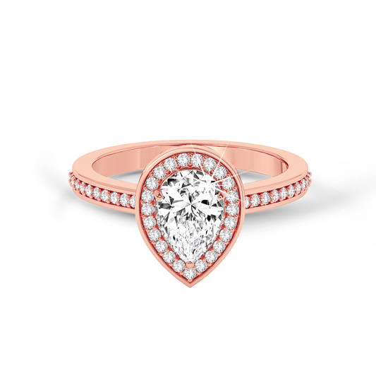 Pear halo ring with pave  - Rose Gold - Bodega