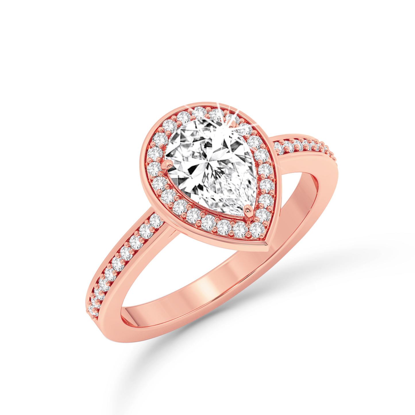 Pear halo ring with pave  - Rose Gold - Bodega