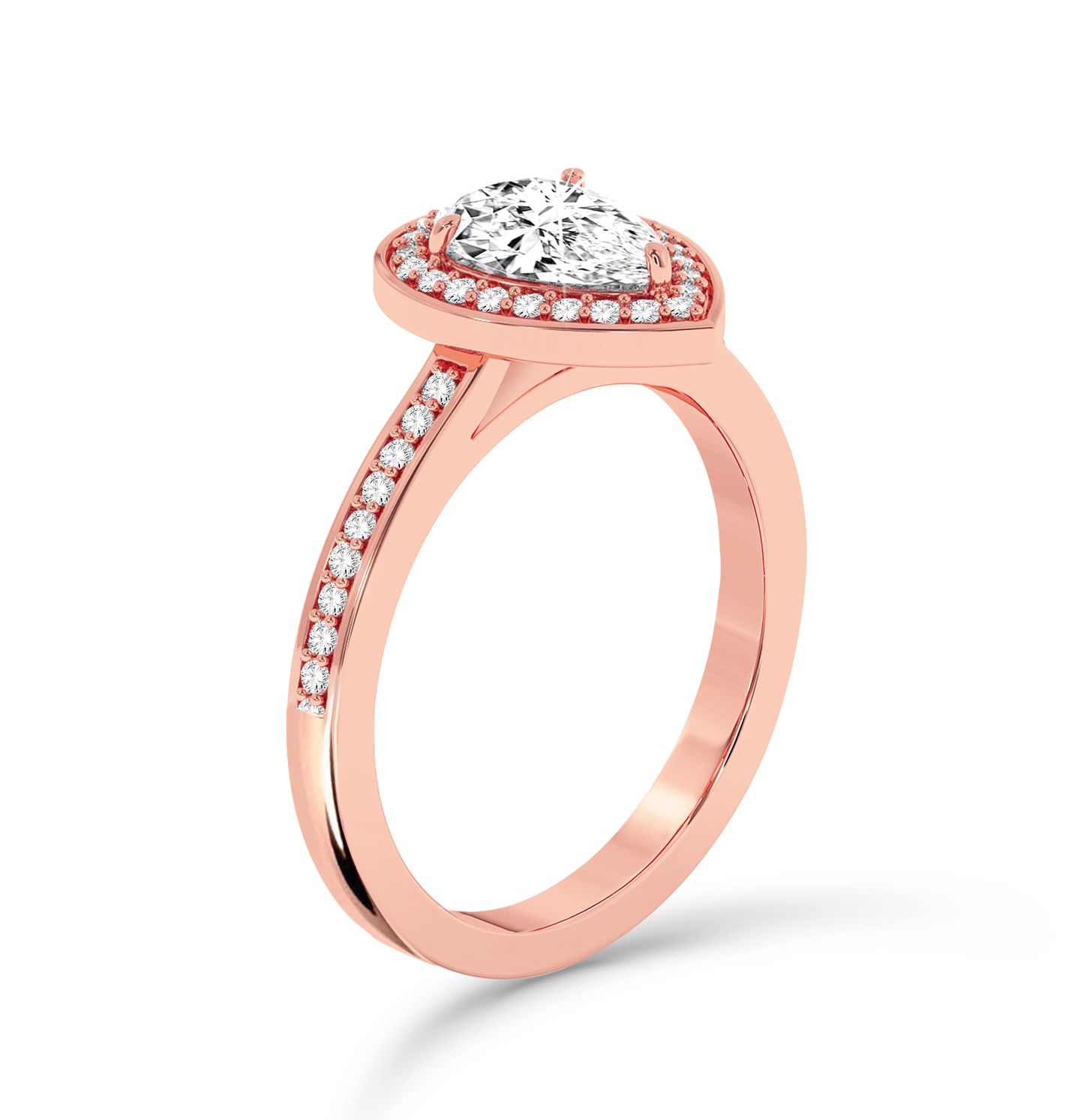 Pear halo ring with pave  - Rose Gold - Bodega