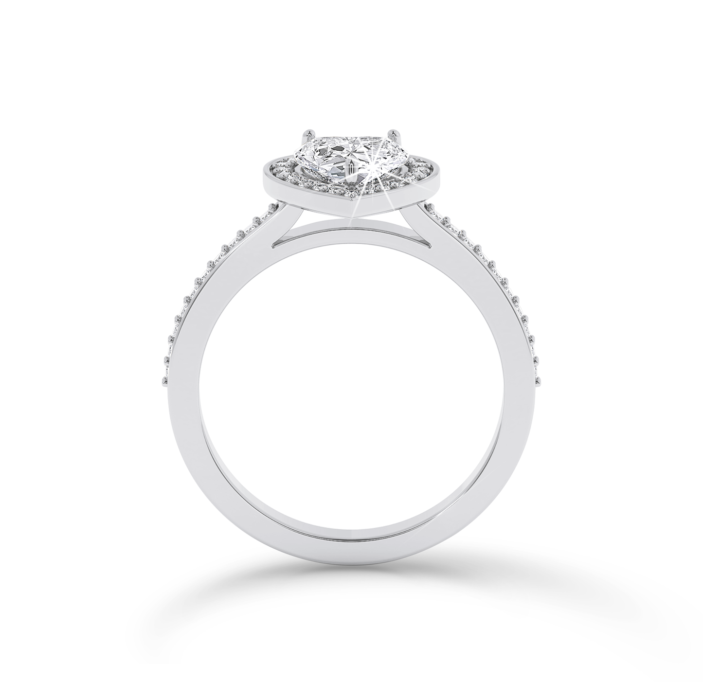 Heart Cut Diamond Ring with Halo & Pave - Platinum - Bodega