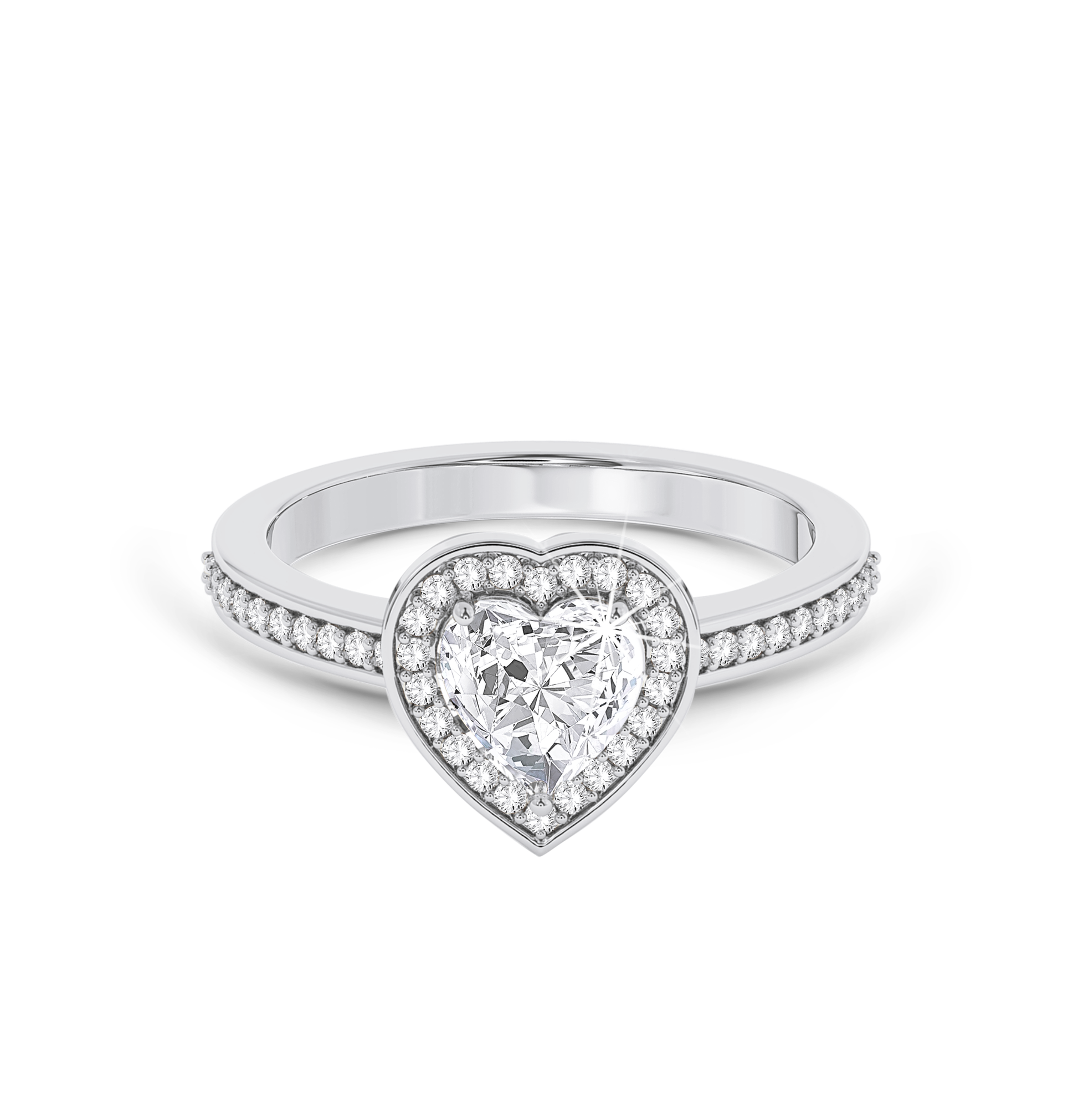 Heart Cut Diamond Ring with Halo & Pave - Platinum - Bodega