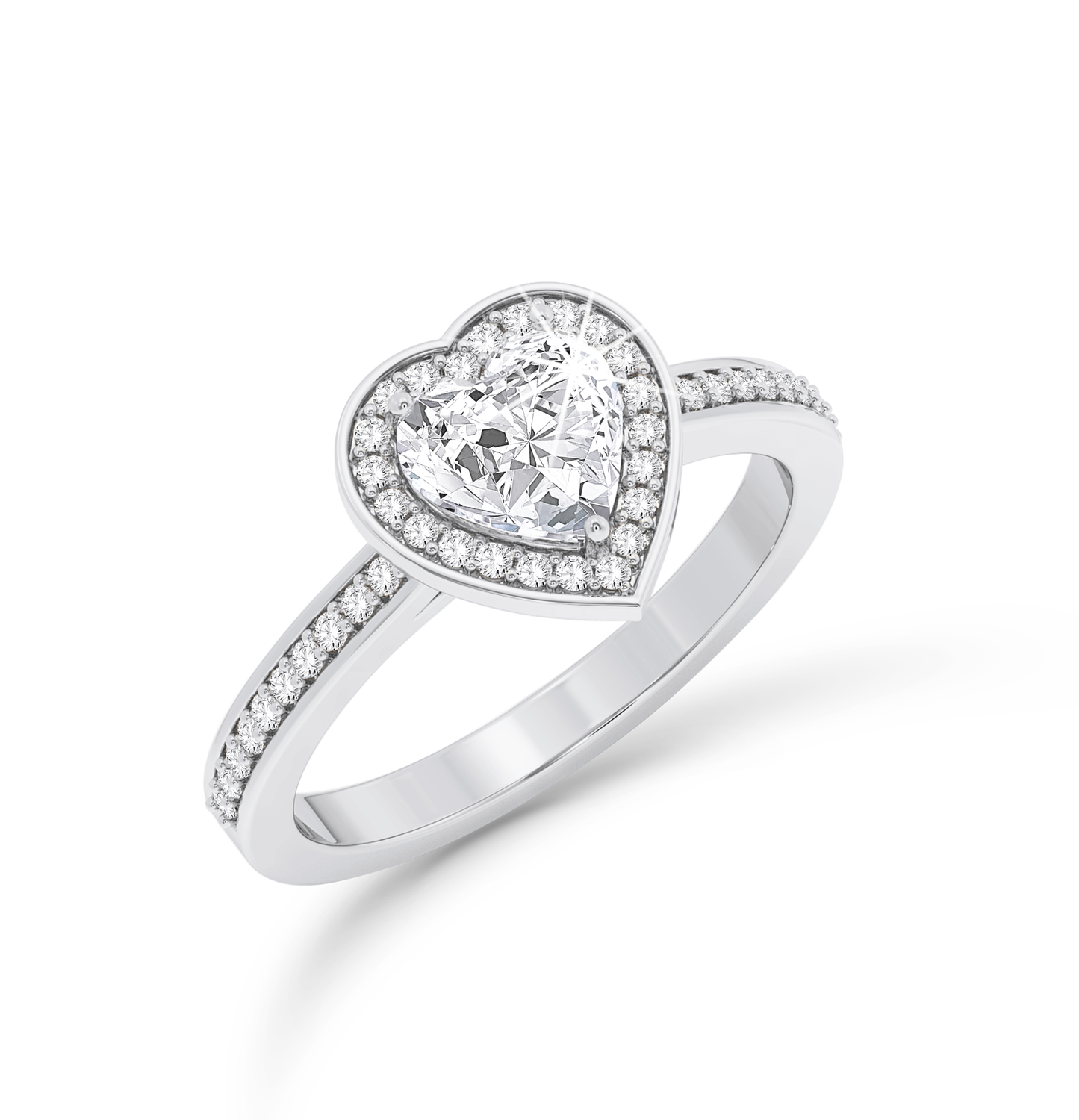 Heart Cut Diamond Ring with Halo & Pave - Platinum - Bodega