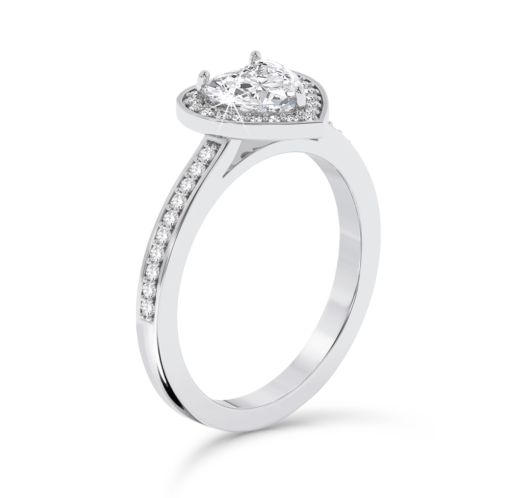 Heart Cut Diamond Ring with Halo & Pave - Platinum - Bodega