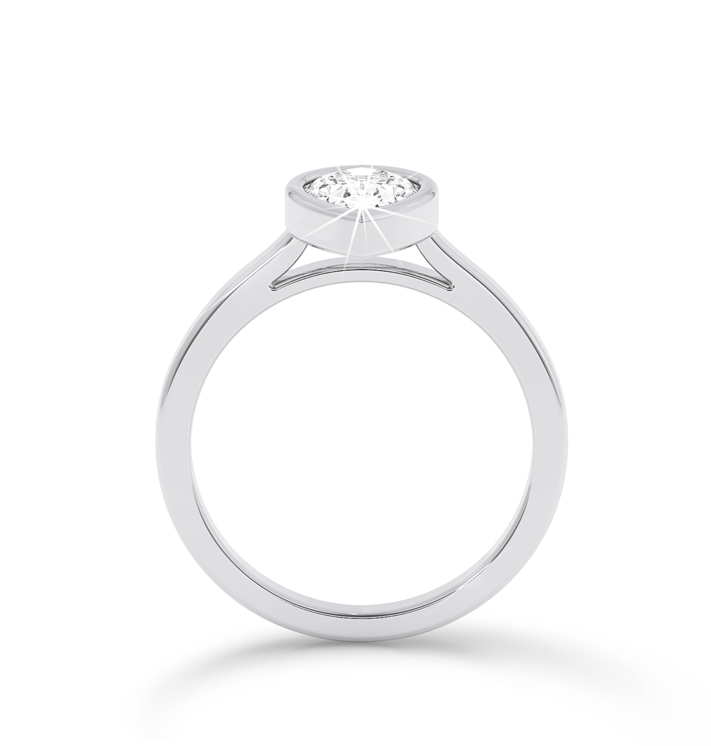 Bezel Set Pear Diamond Ring - Platinum - Bodega