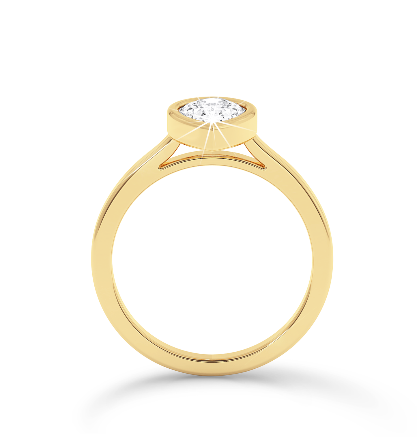 Bezel Set Pear Diamond Ring - Yellow Gold - Bodega
