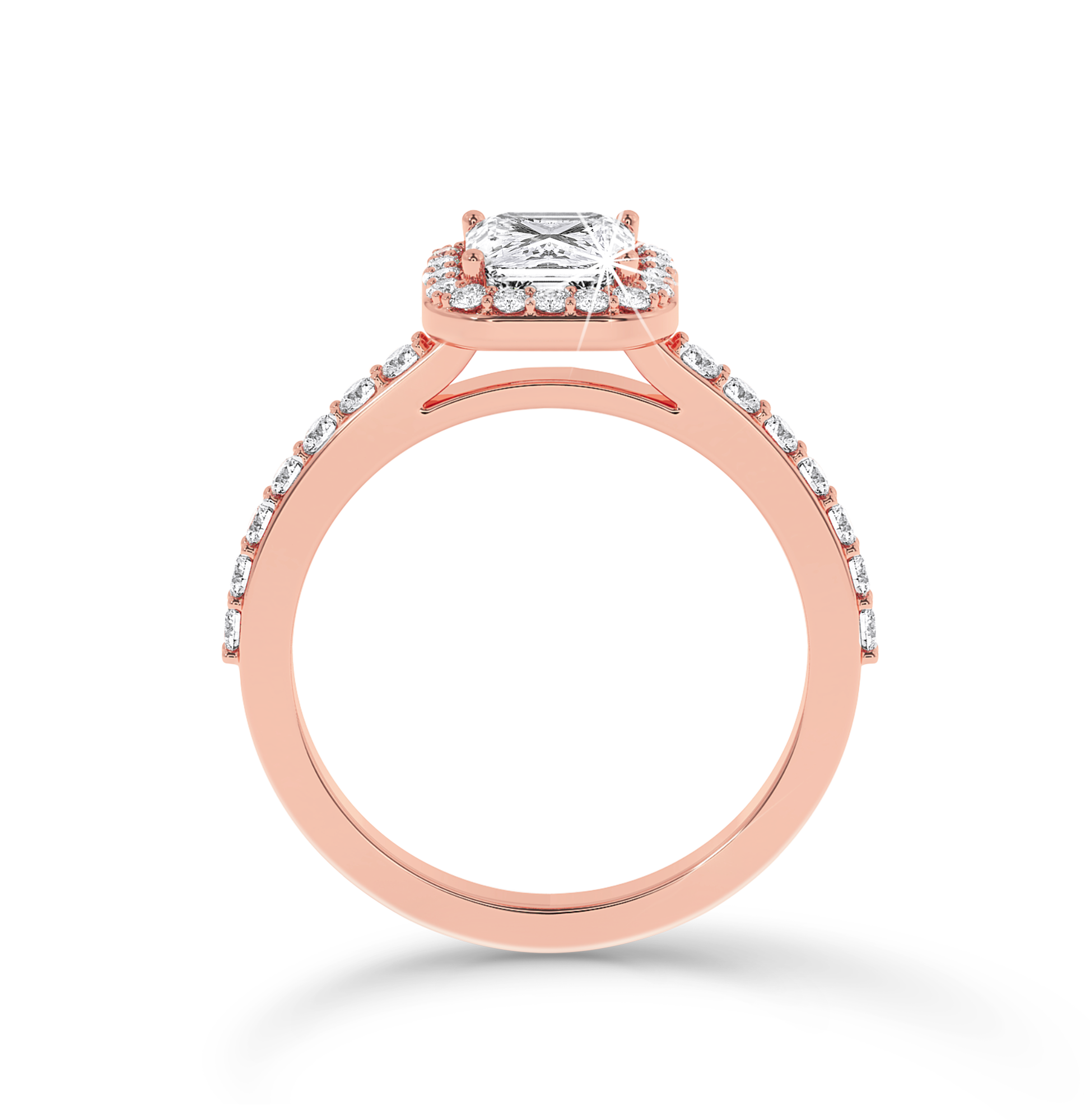 Asscher Cut Halo Ring - Rose Gold - Bodega