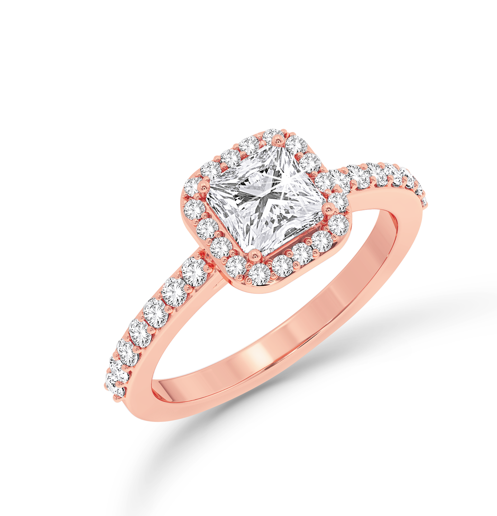 Asscher Cut Halo Ring - Rose Gold - Bodega