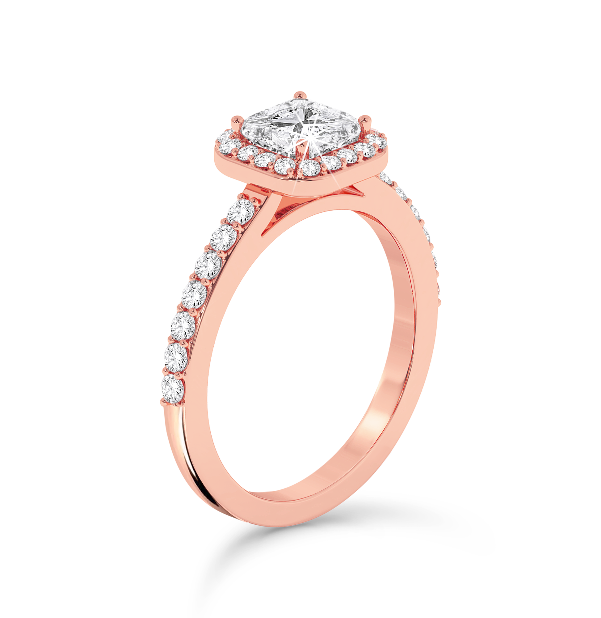 Asscher Cut Halo Ring - Rose Gold - Bodega