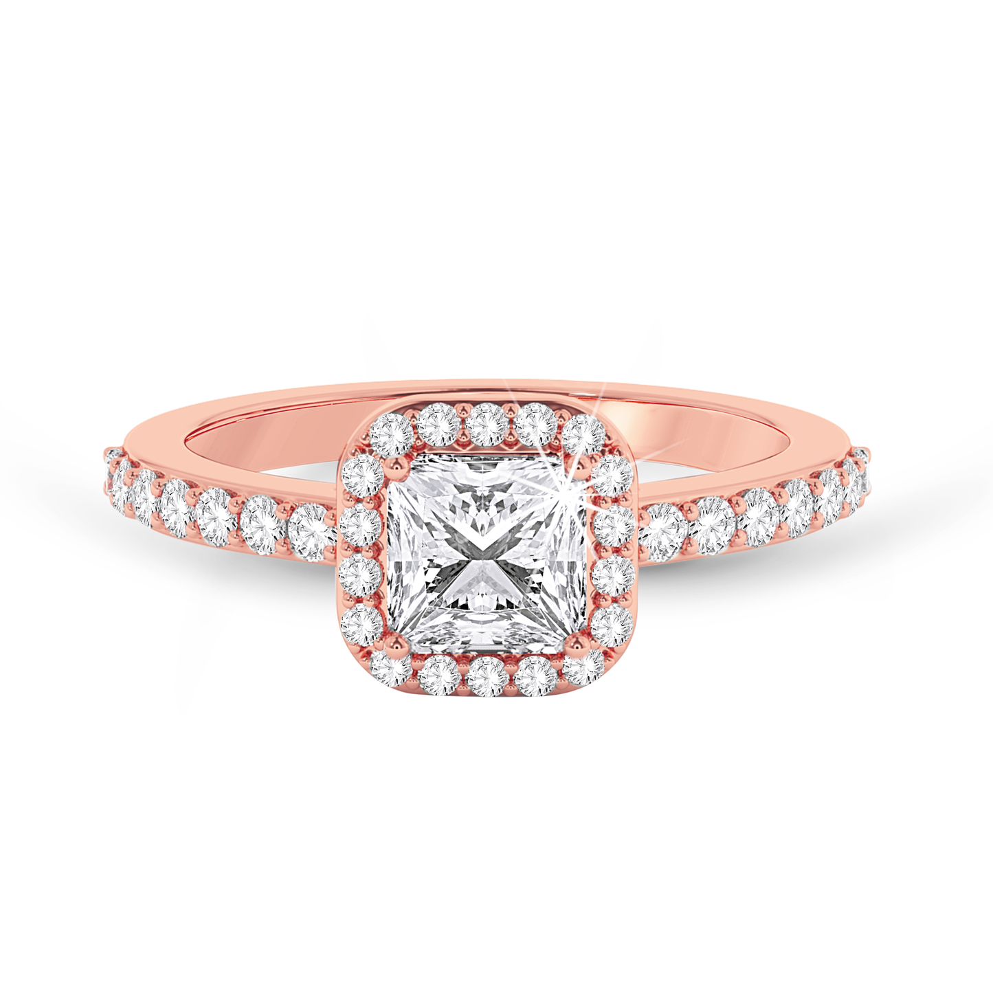 Asscher Cut Halo Ring - Rose Gold - Bodega