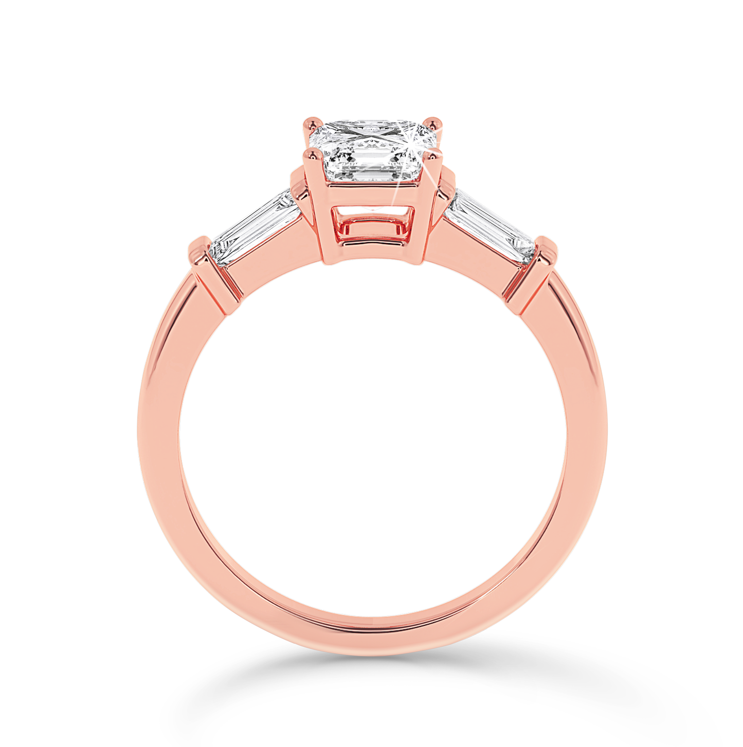 3 Stone Asscher Cut Ring - Rose Gold - Bodega