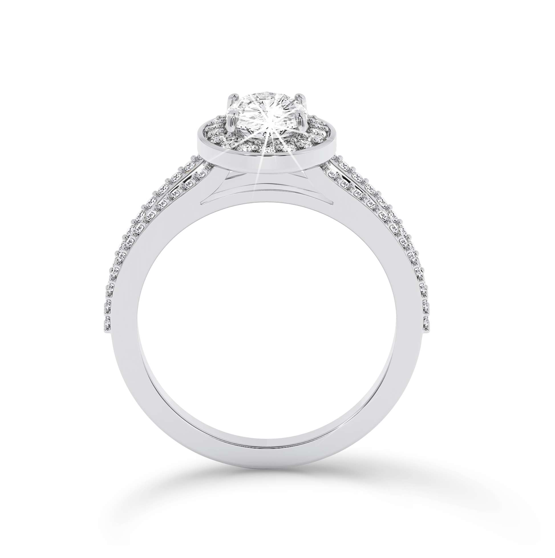 Split shank Oval ring with Halo - Platinum - Bodega