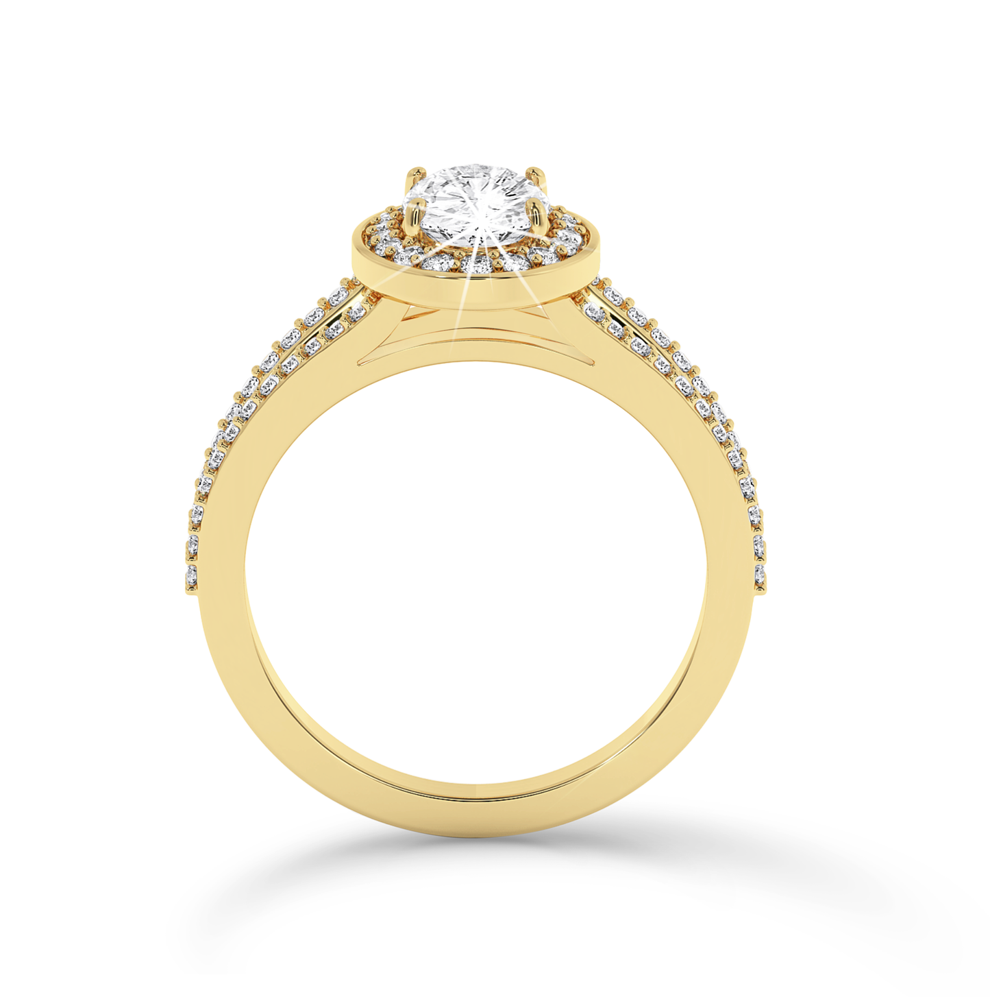 Split shank Oval ring with Halo - Yellow Gold - Bodega