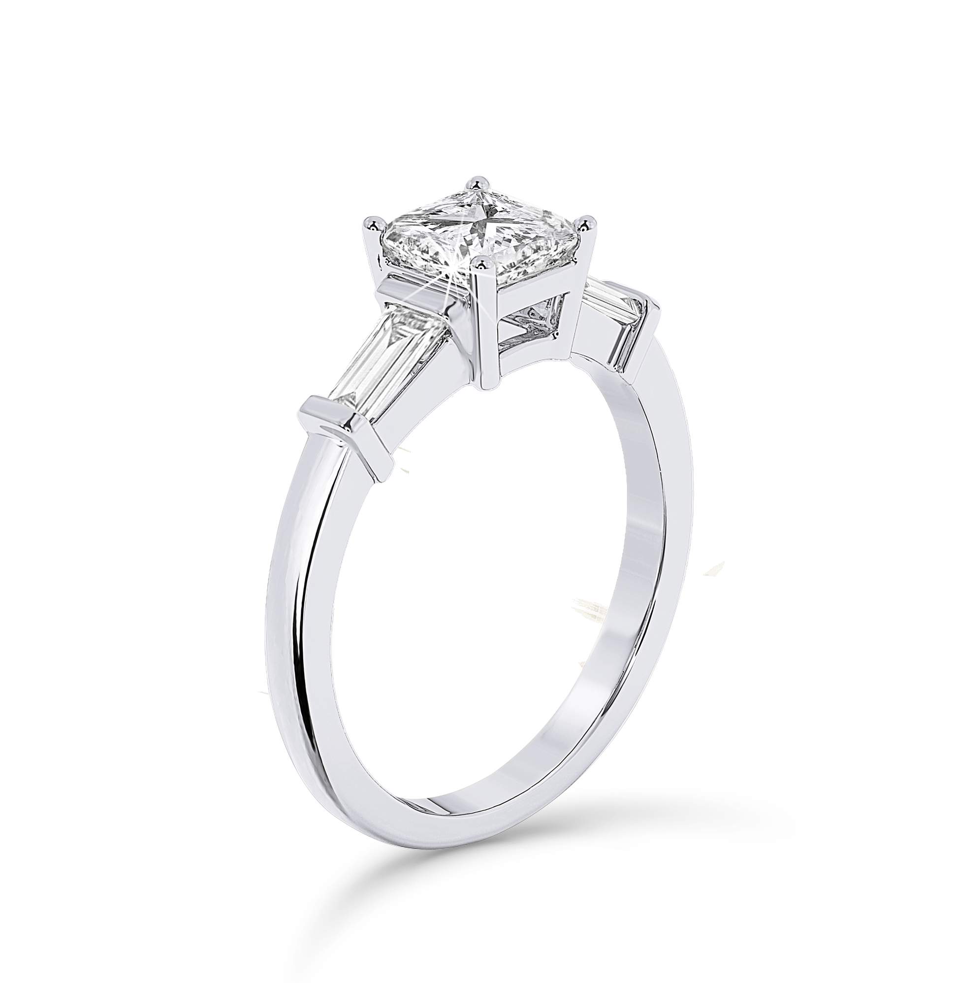 3 Stone Asscher Cut Ring - Platinum - Bodega