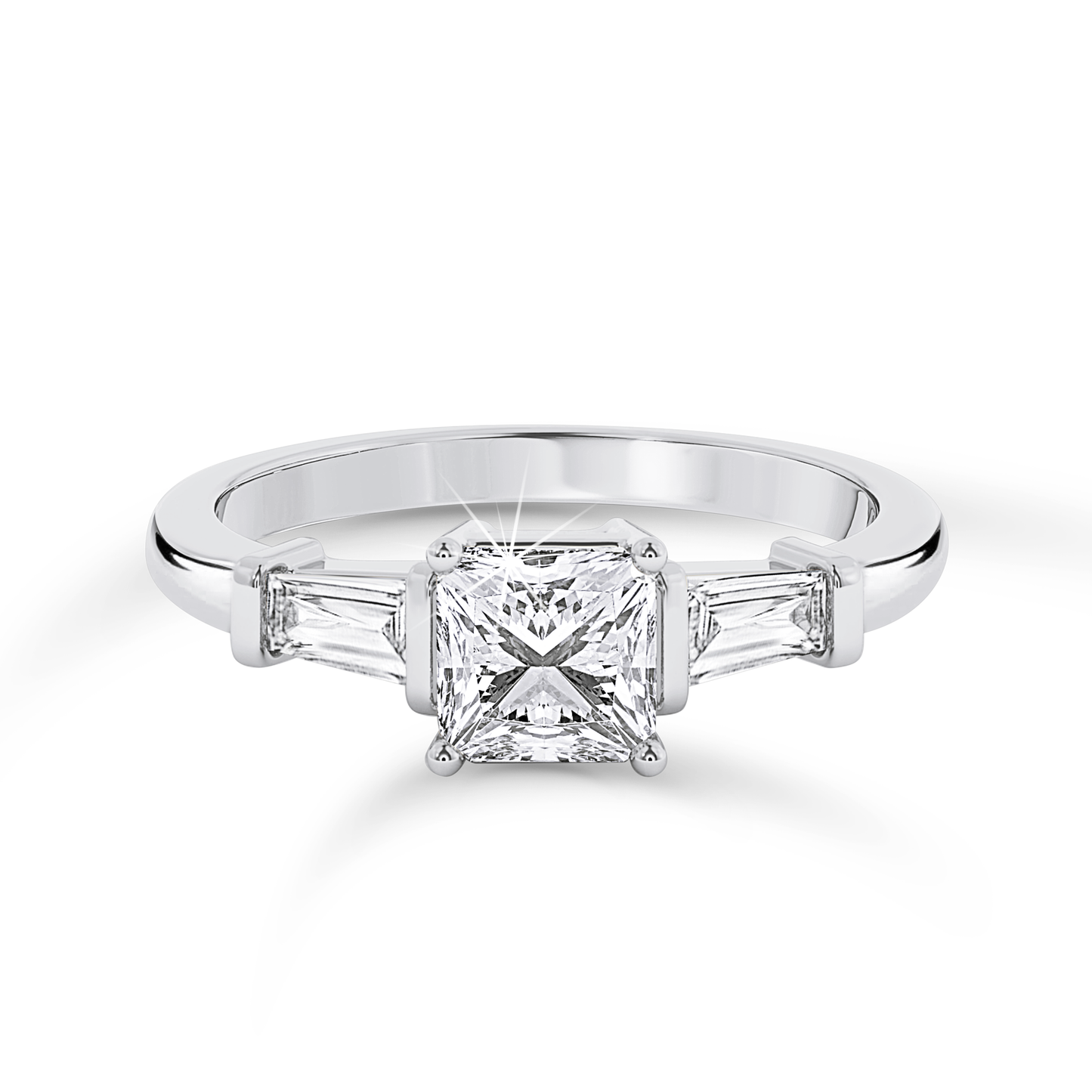 3 Stone Asscher Cut Ring - Platinum - Bodega