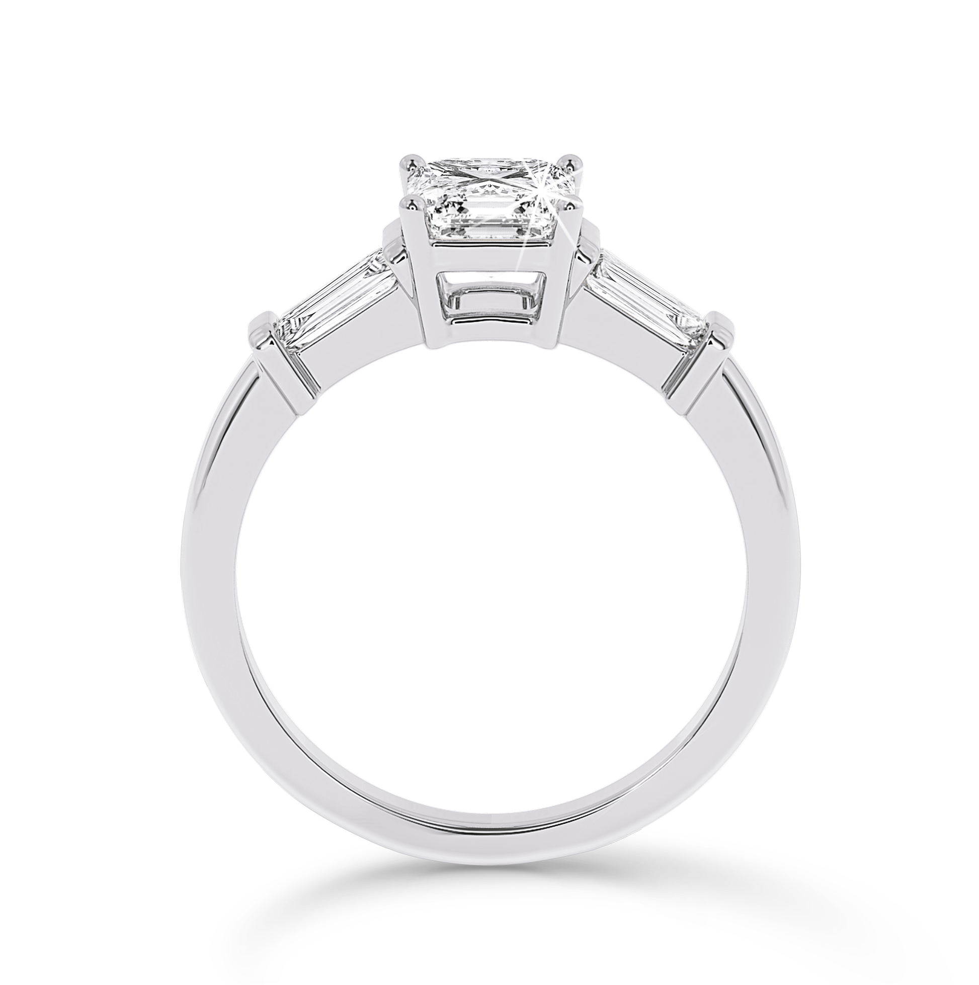 3 Stone Asscher Cut Ring - Platinum - Bodega