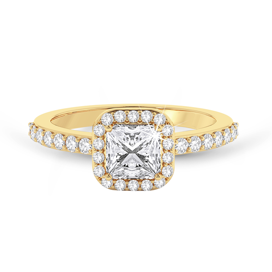 Asscher Cut Halo Ring - Yellow Gold - Bodega