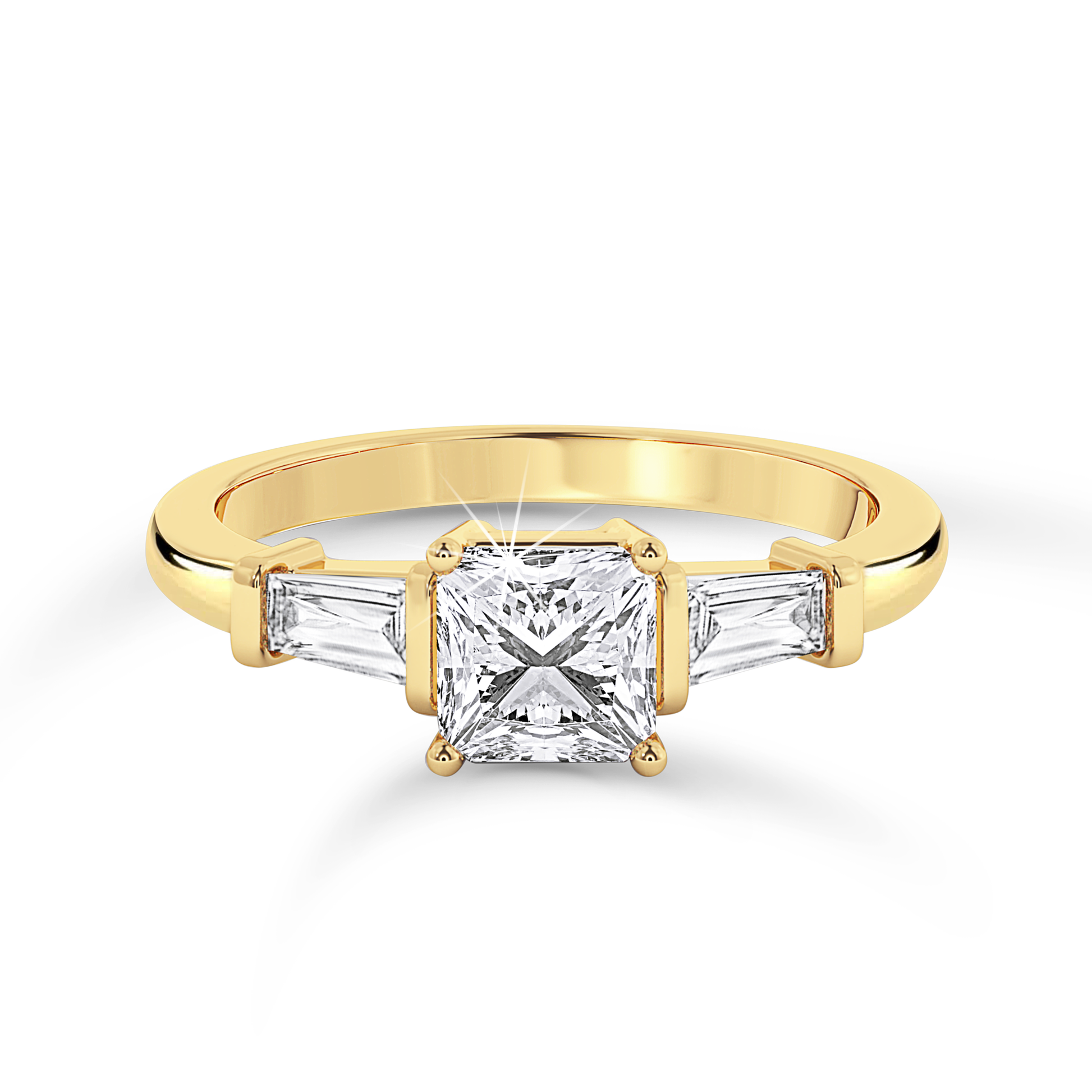 3 Stone Asscher Cut Ring - Yellow Gold - Bodega